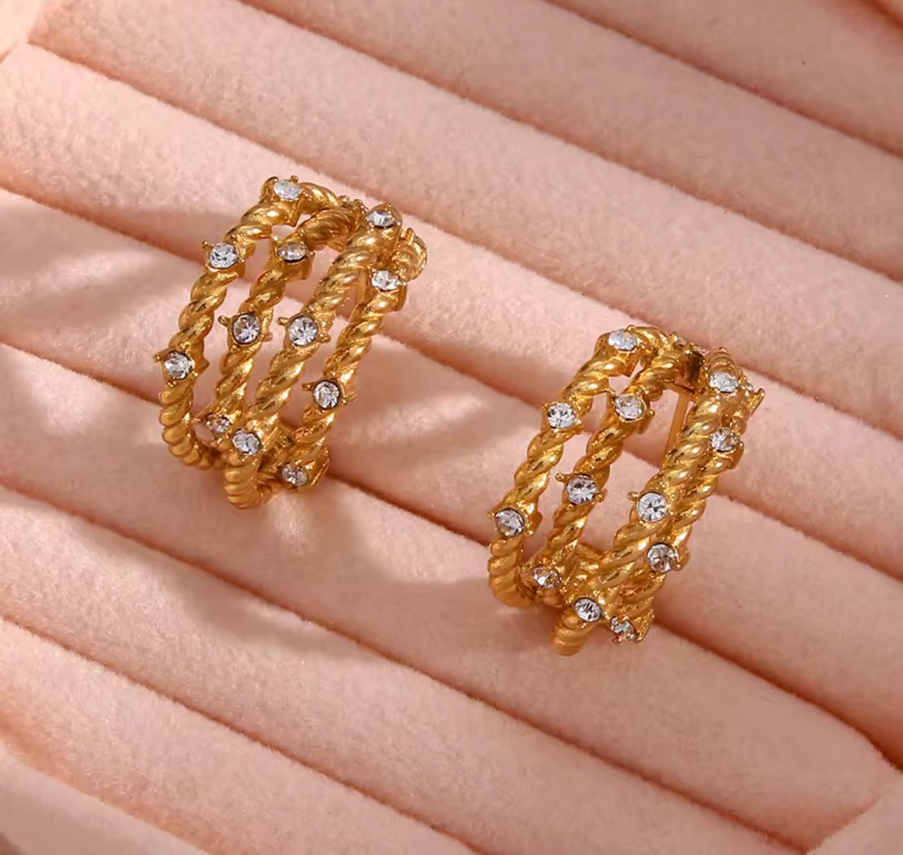Rope Gold Diamond Earrings