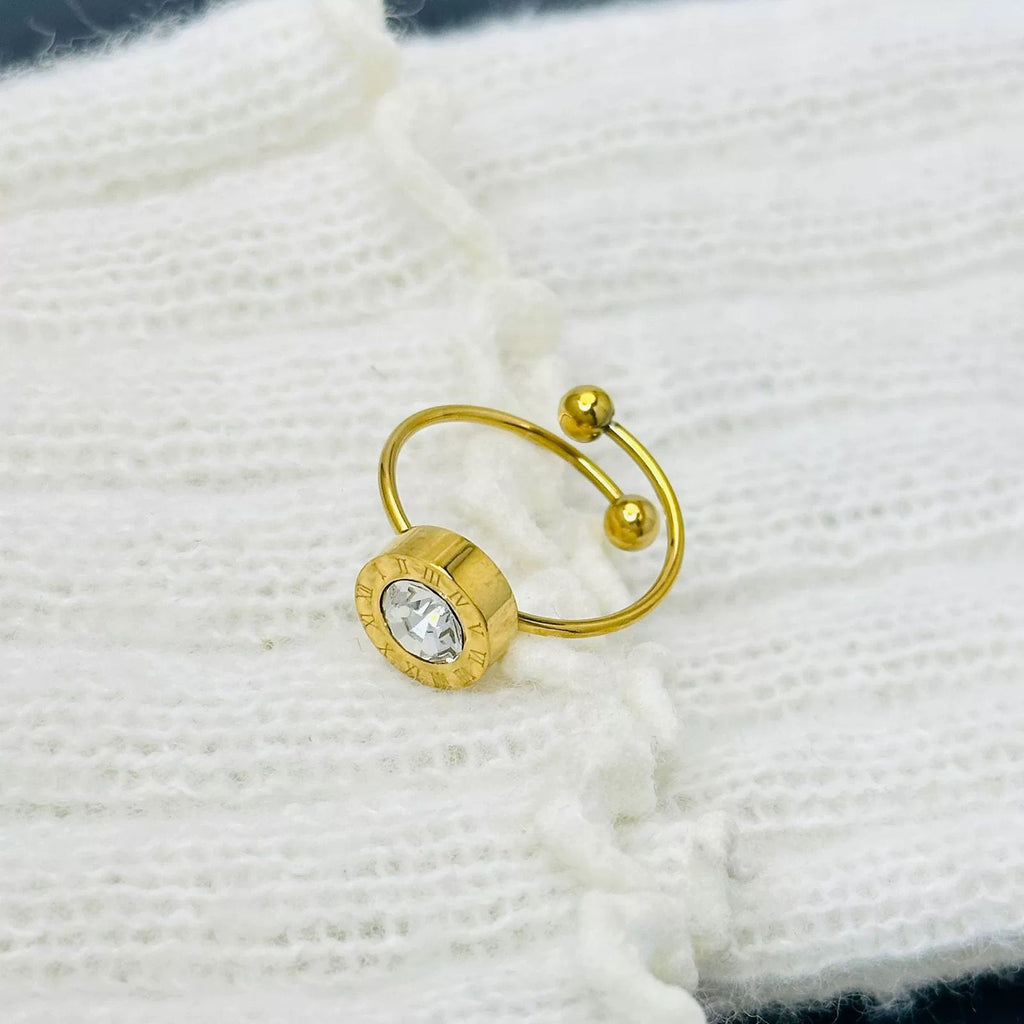 Roman Numeral Crystal Open Ring
