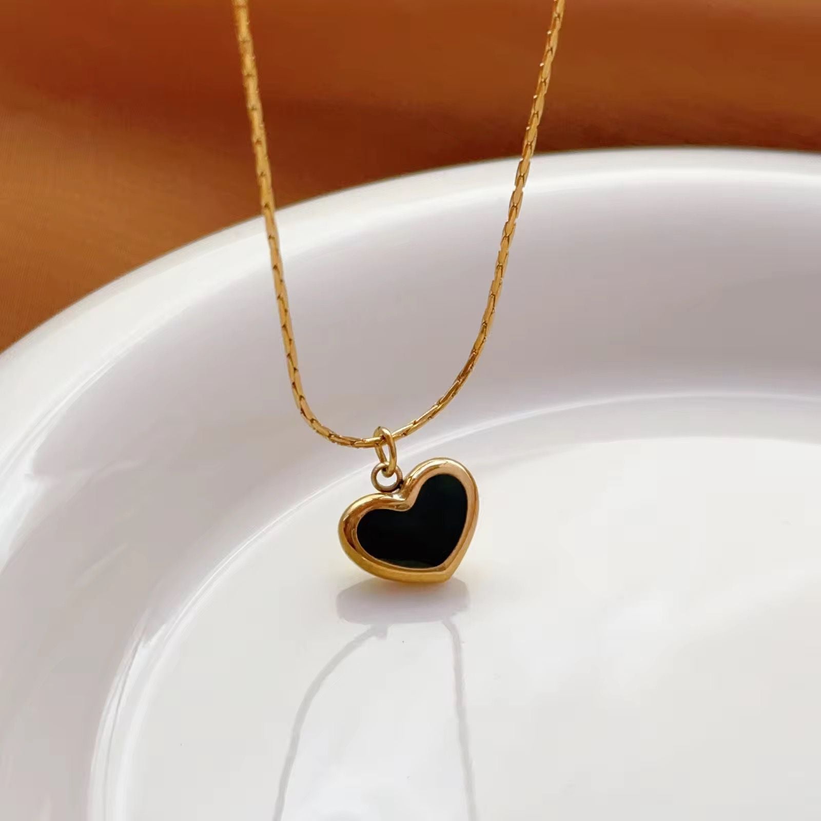 Elegant Enamel Heart Necklace