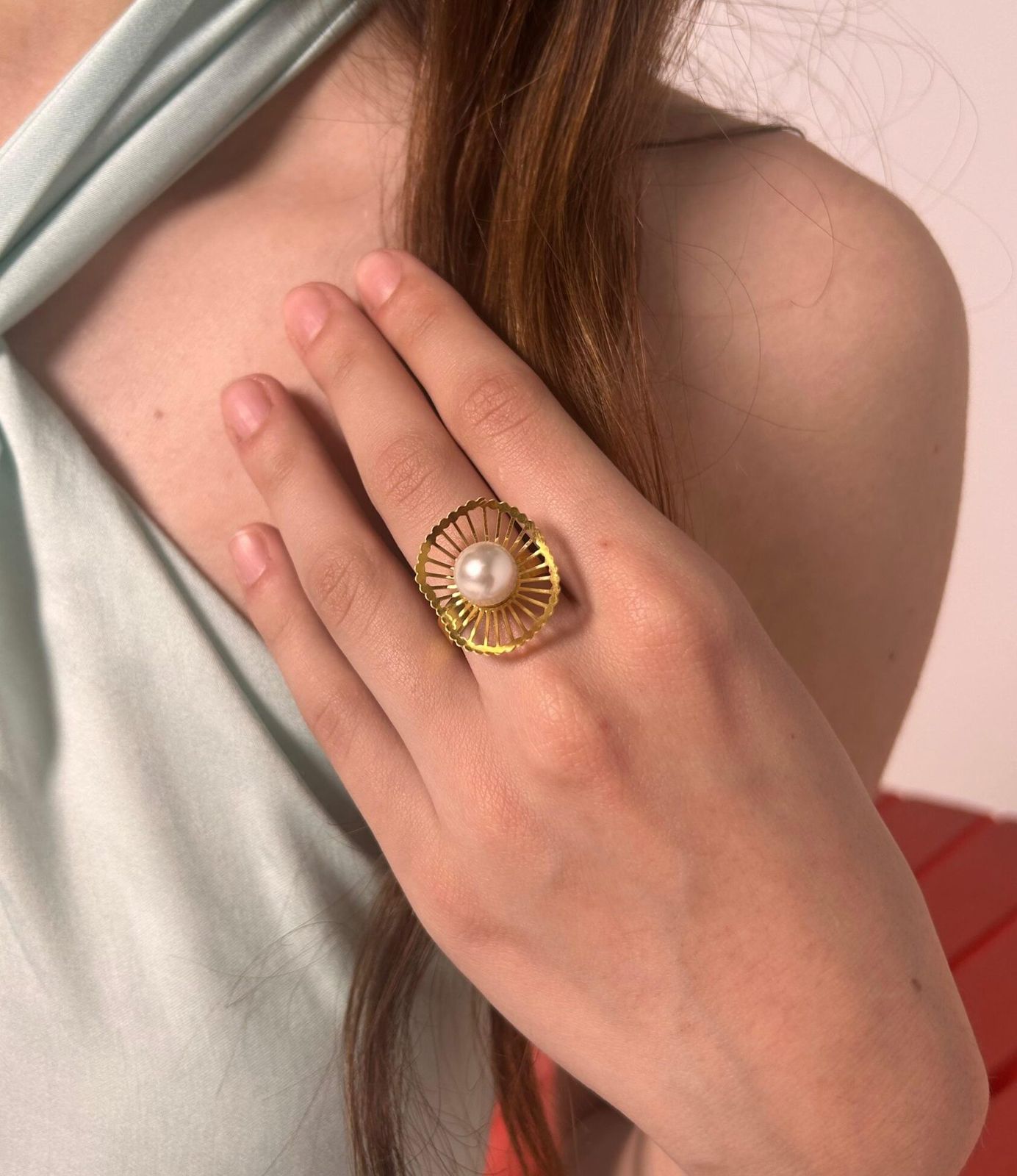 Adjustable Elegant pearl ring