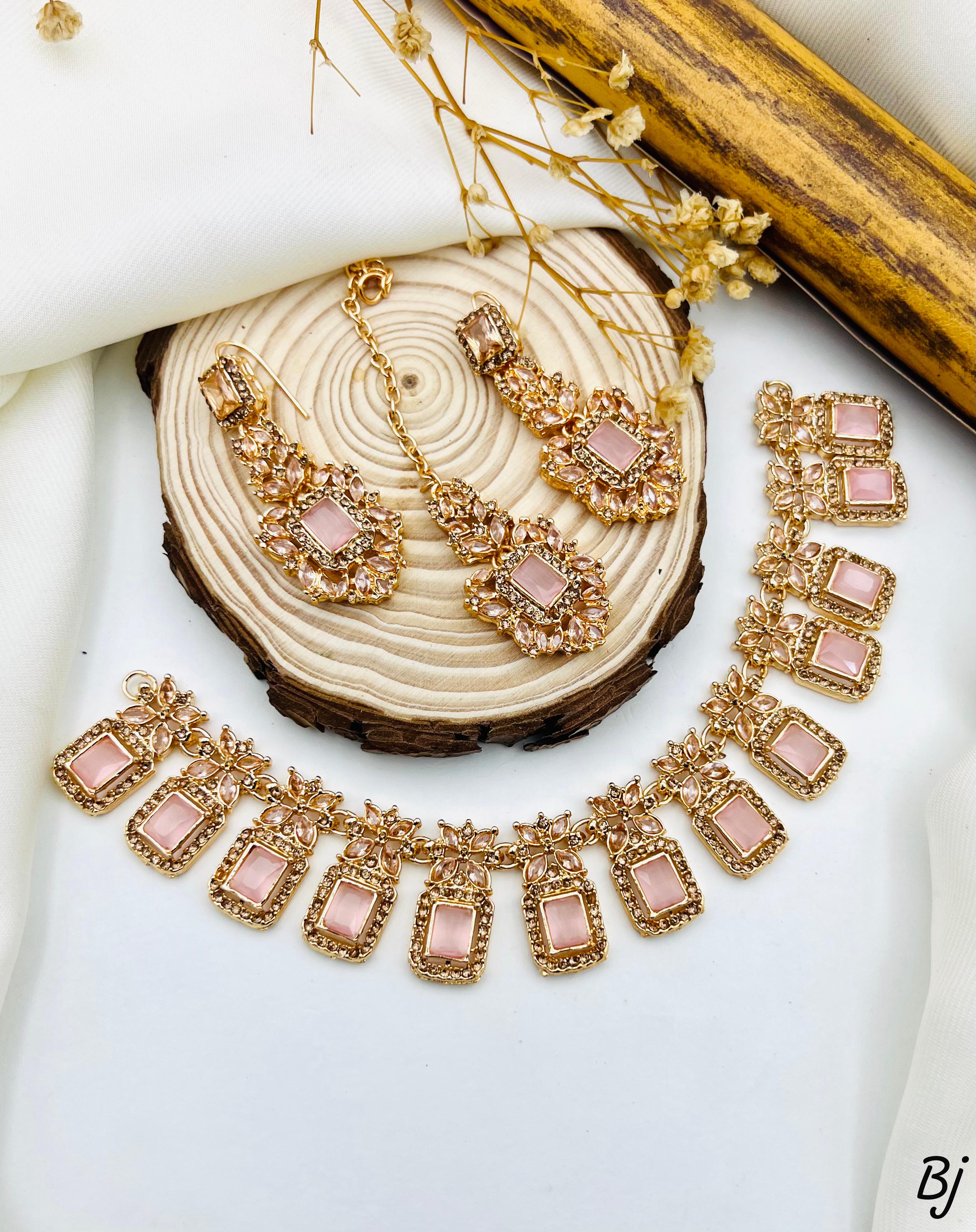 "Elegant Gold Plated Zarcon Jewelry Set"