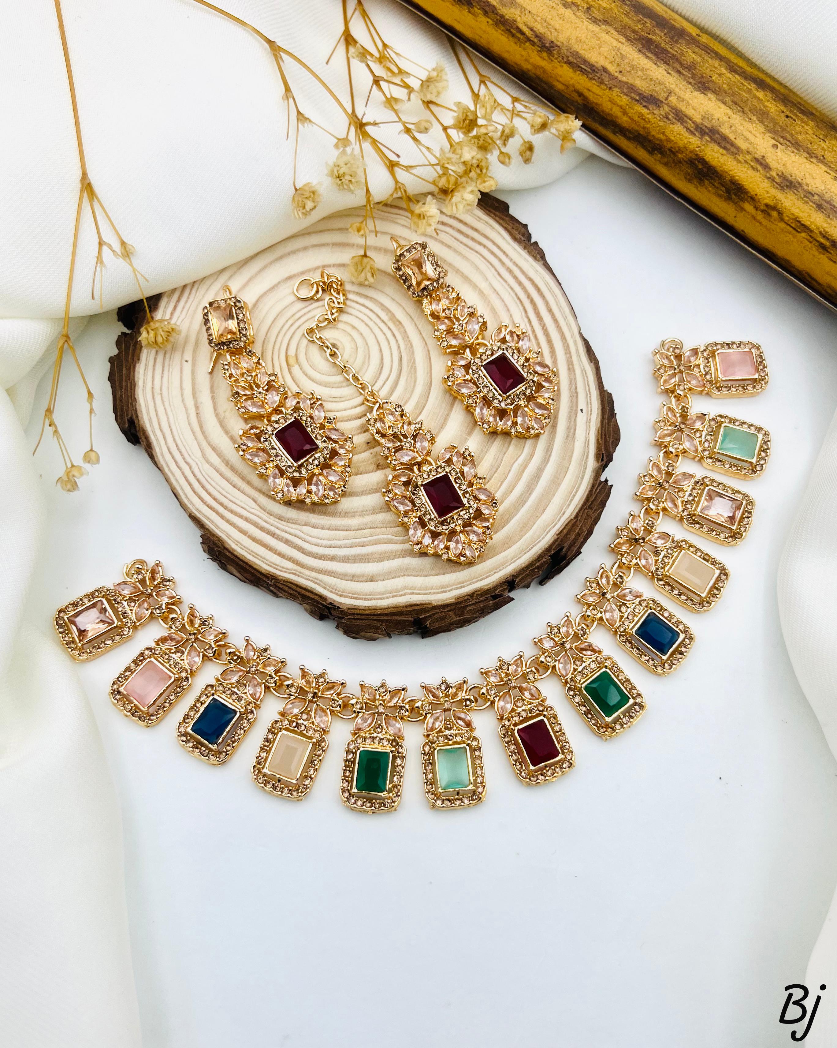 "Elegant Gold Plated Zarcon Jewelry Set"