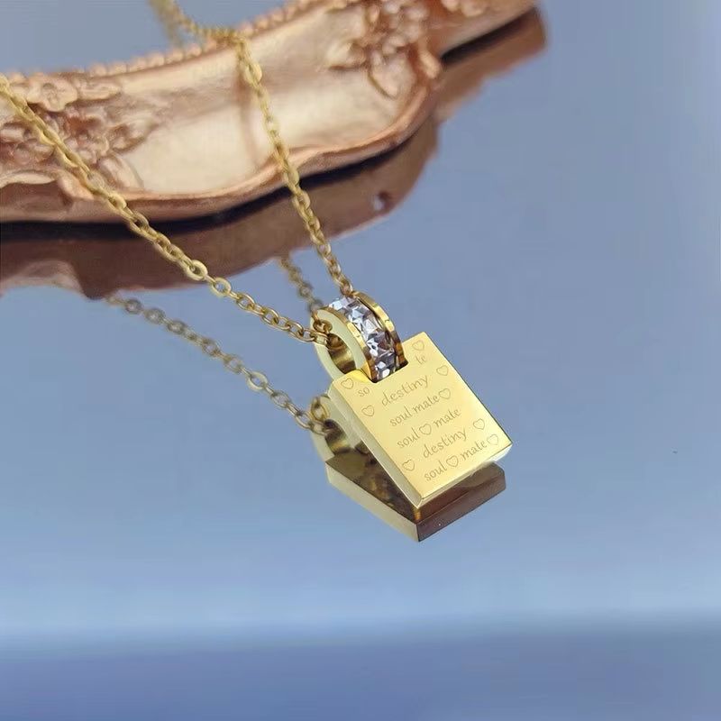Gold Pendant Necklace with Destiny & Soulmate Engraved Charm | Alish Jewellery