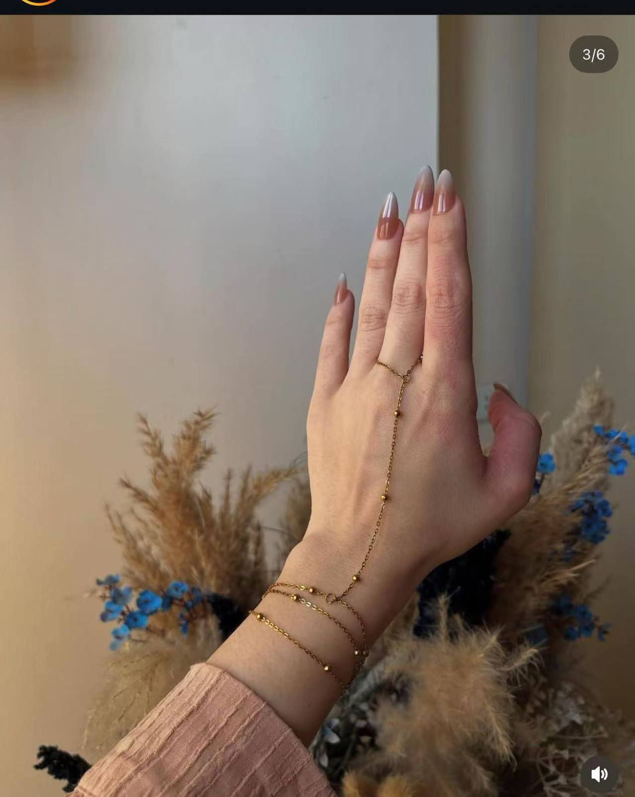 Elegant 3 layer Gold Hand Chain Ringlet