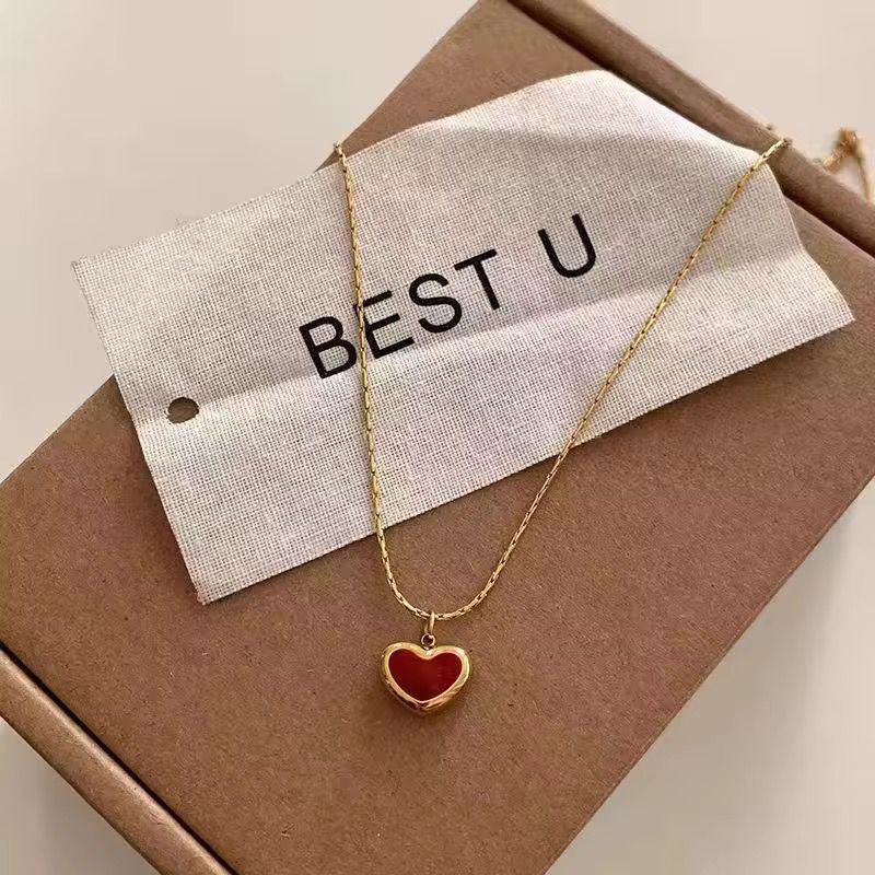Elegant Enamel Heart Necklace