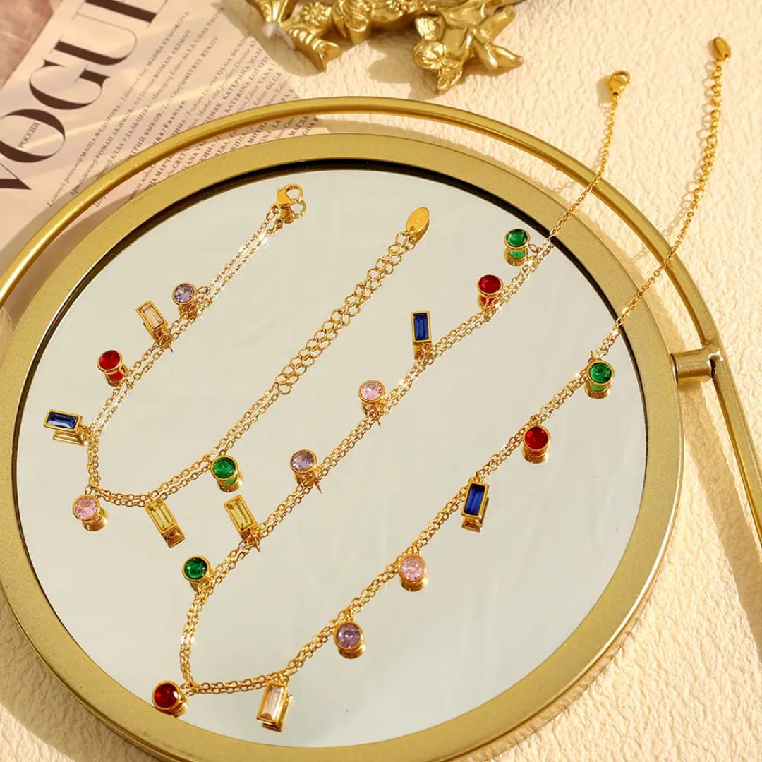 Multicolor Gemstone Gold Chain combo