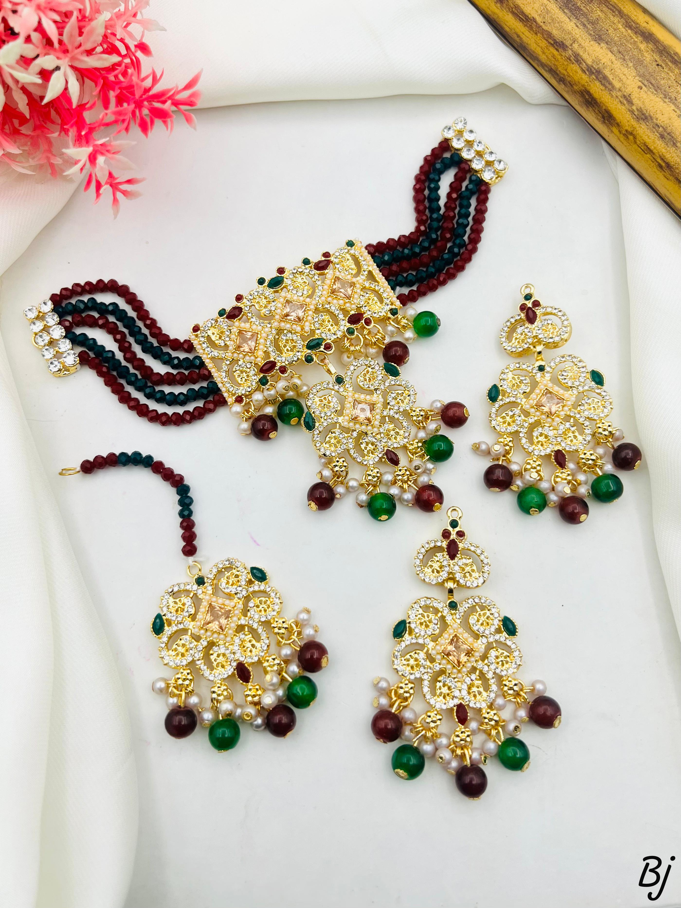 Nauratan Jewelry Set with Pearls | Traditional Pakistani Elegance"