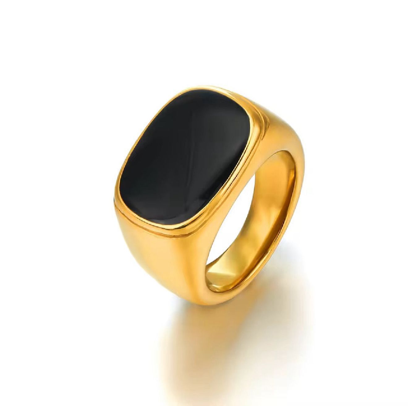 "Gold Ring with Black Stone"