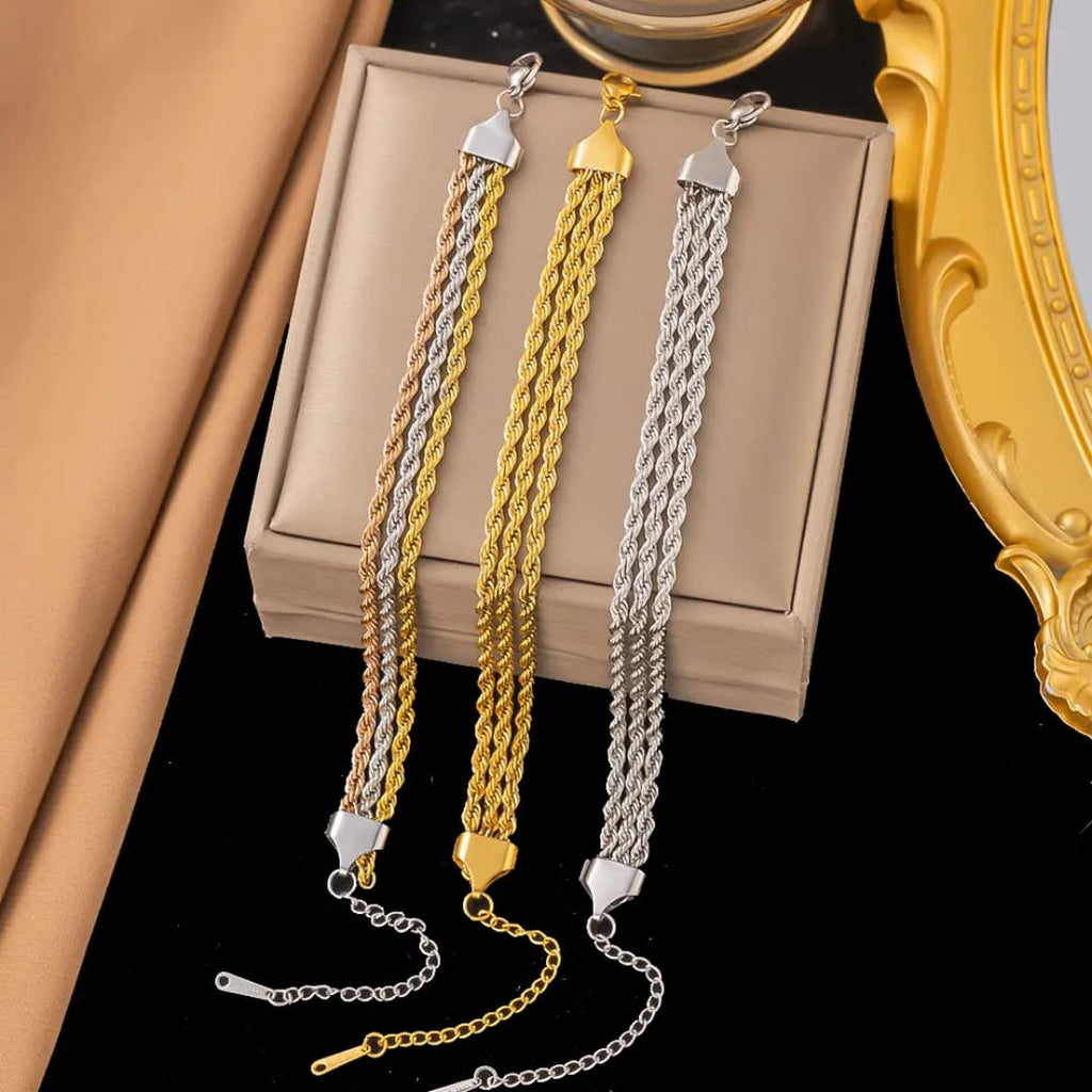 Triple Strand bracelet - Gold, Silver & Mix