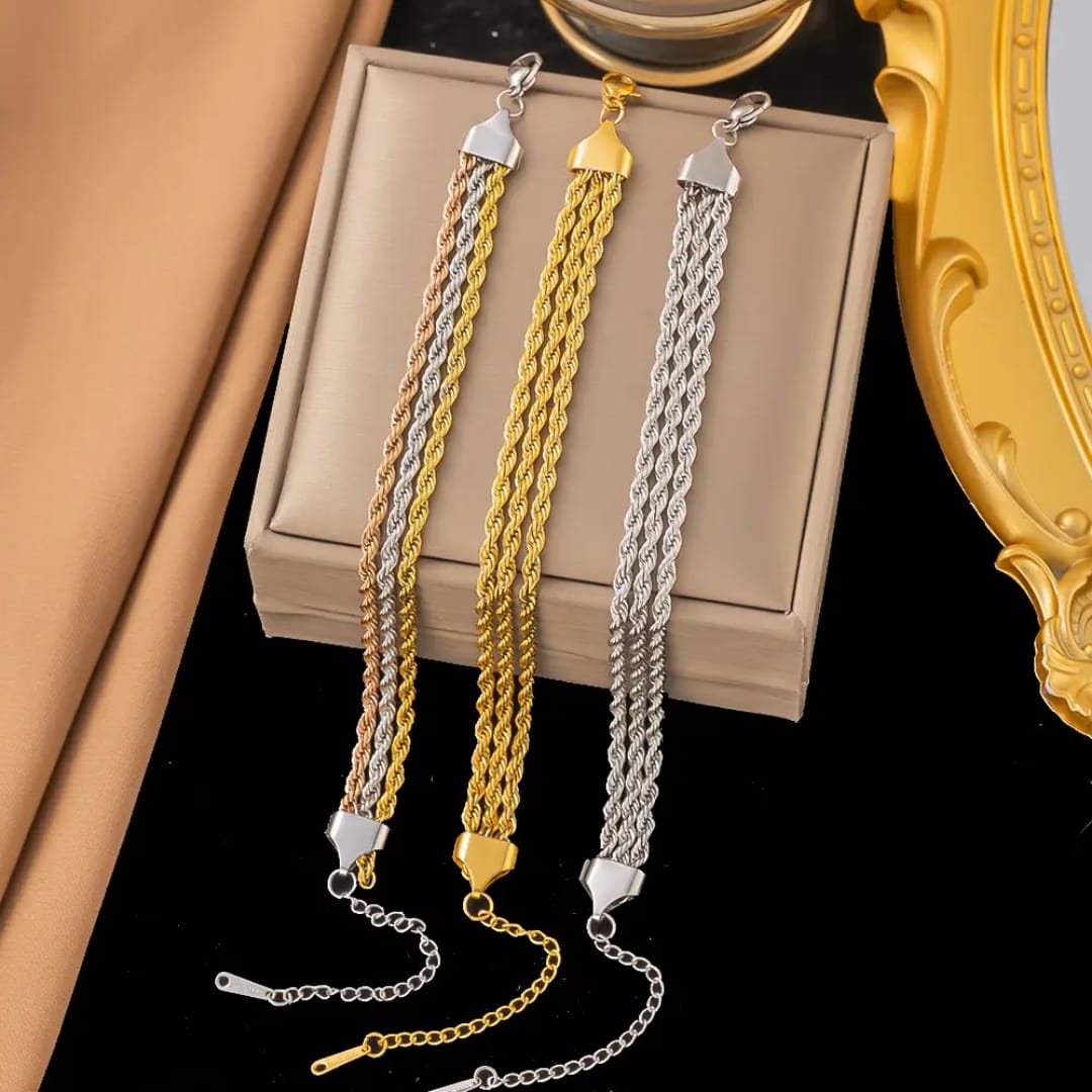 Triple Strand bracelet - Gold, Silver & Mix
