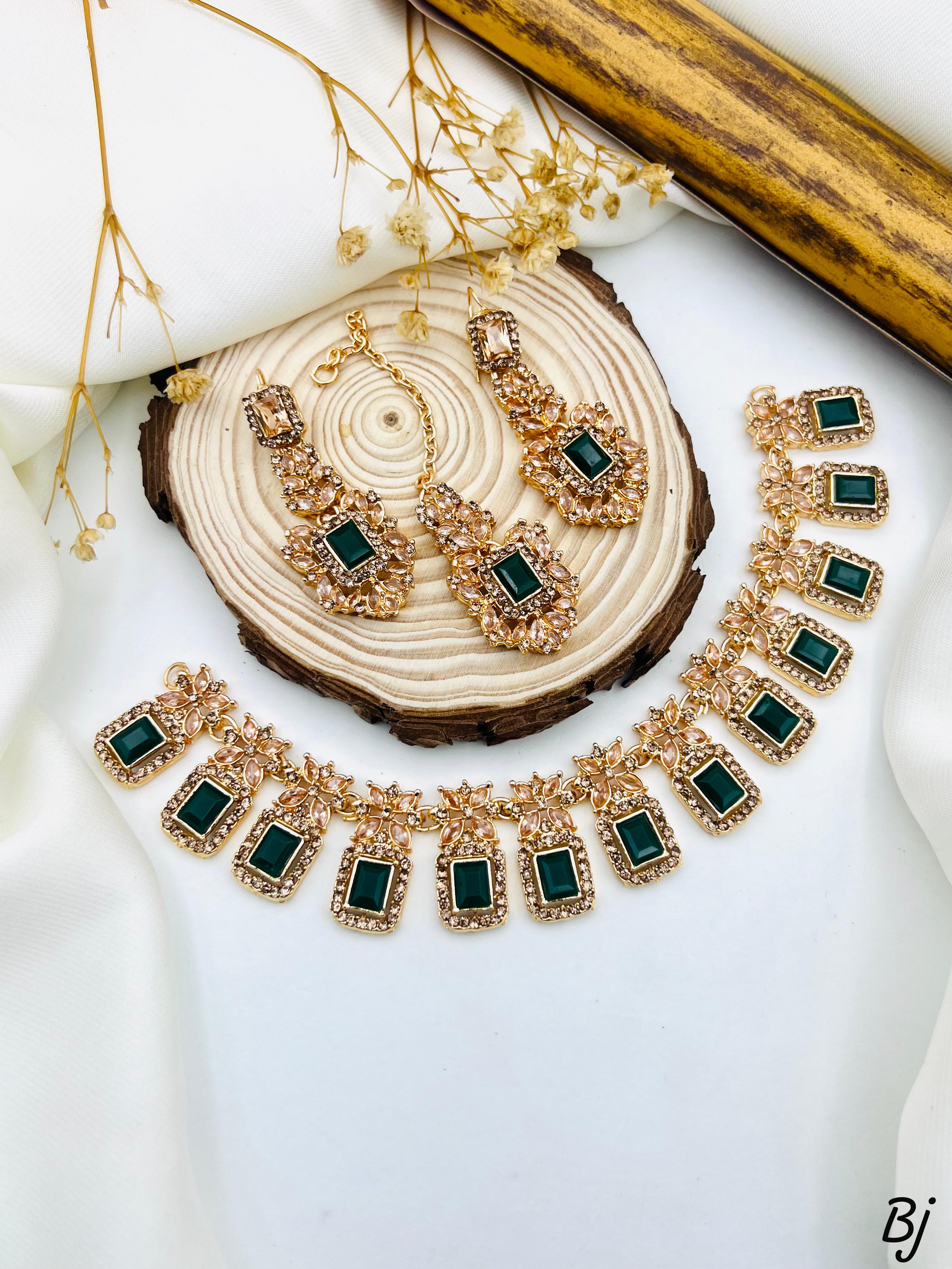 "Elegant Gold Plated Zarcon Jewelry Set"