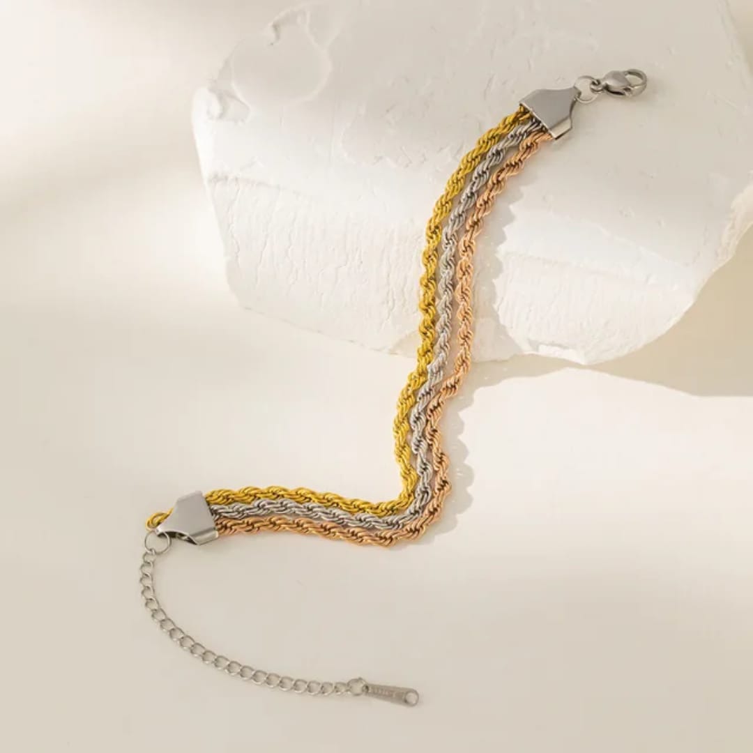 Triple Strand bracelet - Gold, Silver & Mix