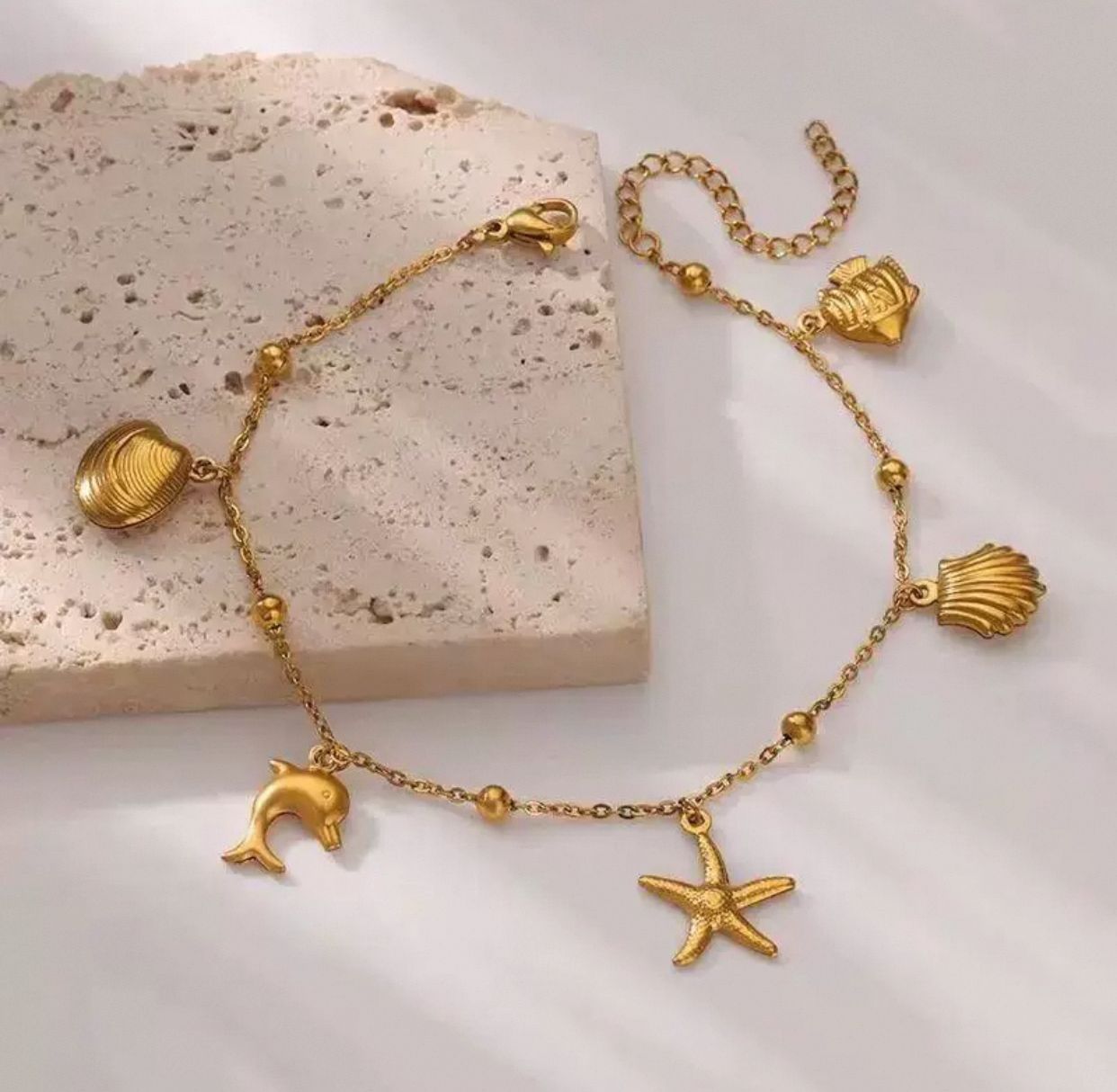 "Coastal Charm Gold Bracelet"