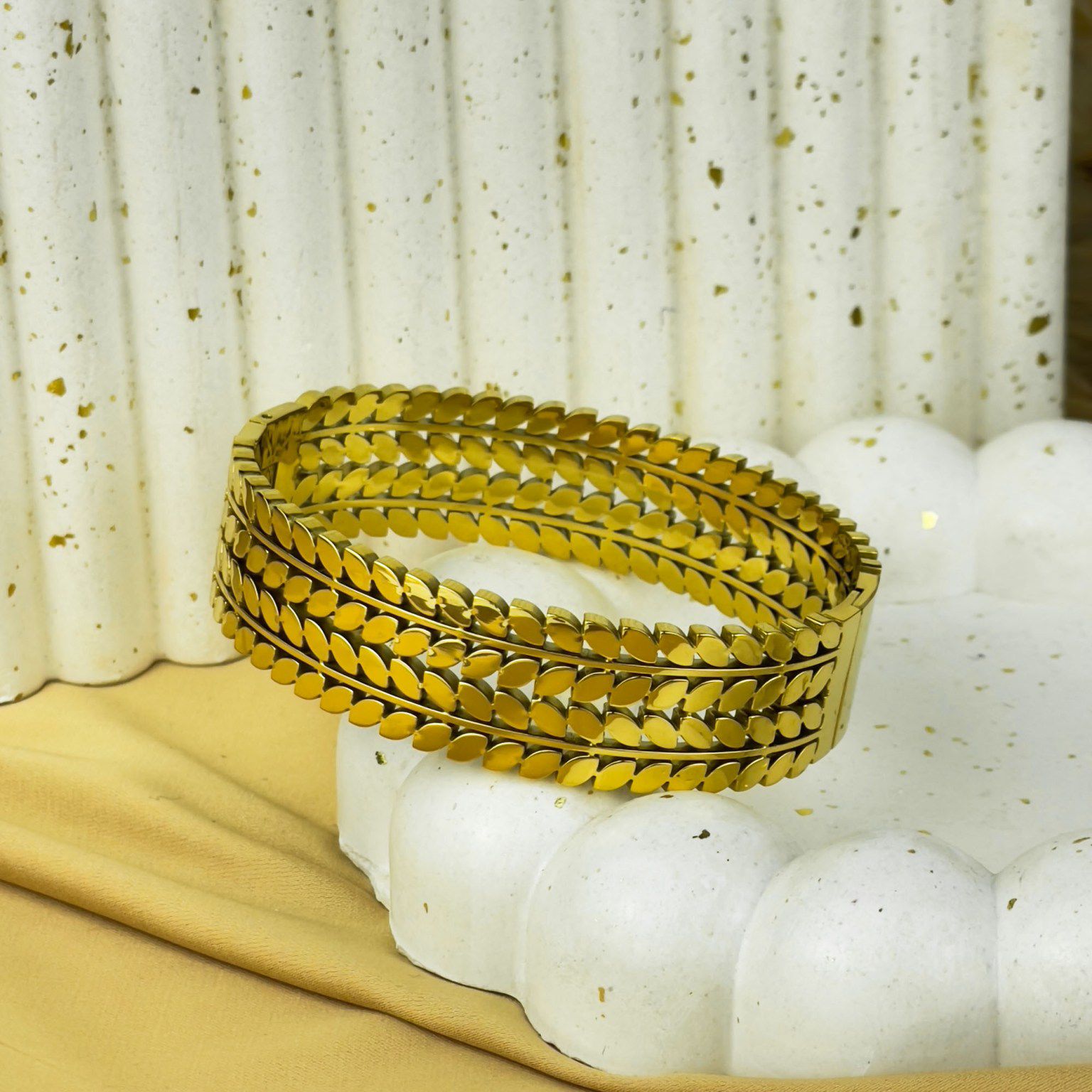 "Golden Leaf Bangles"