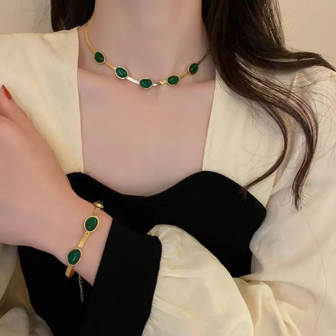 Green Stone Jewelry Set 😍