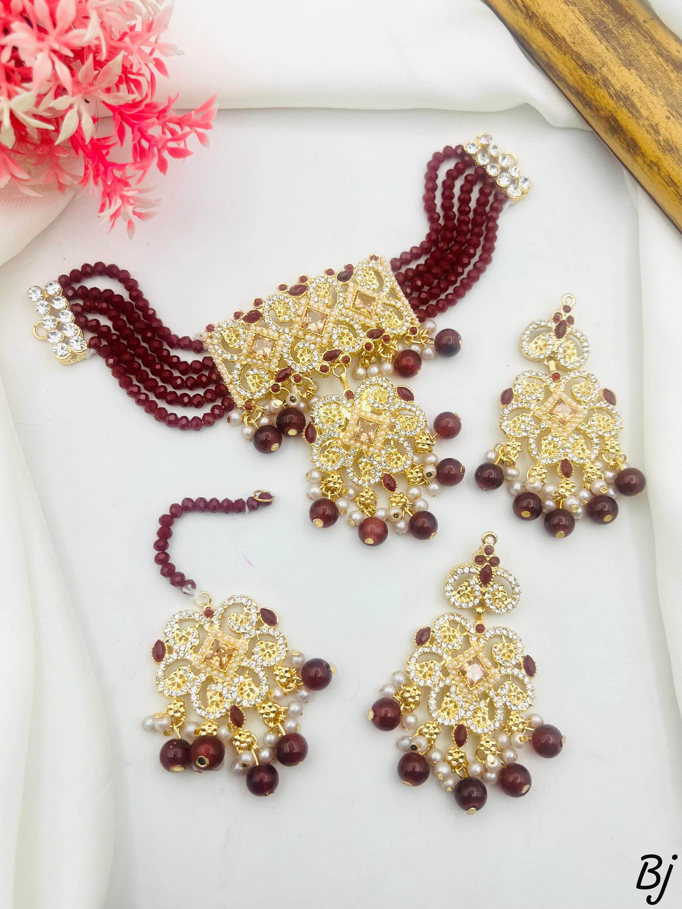 Nauratan Jewelry Set with Pearls | Traditional Pakistani Elegance"