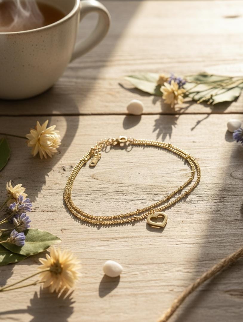 Heart beat anklet charm