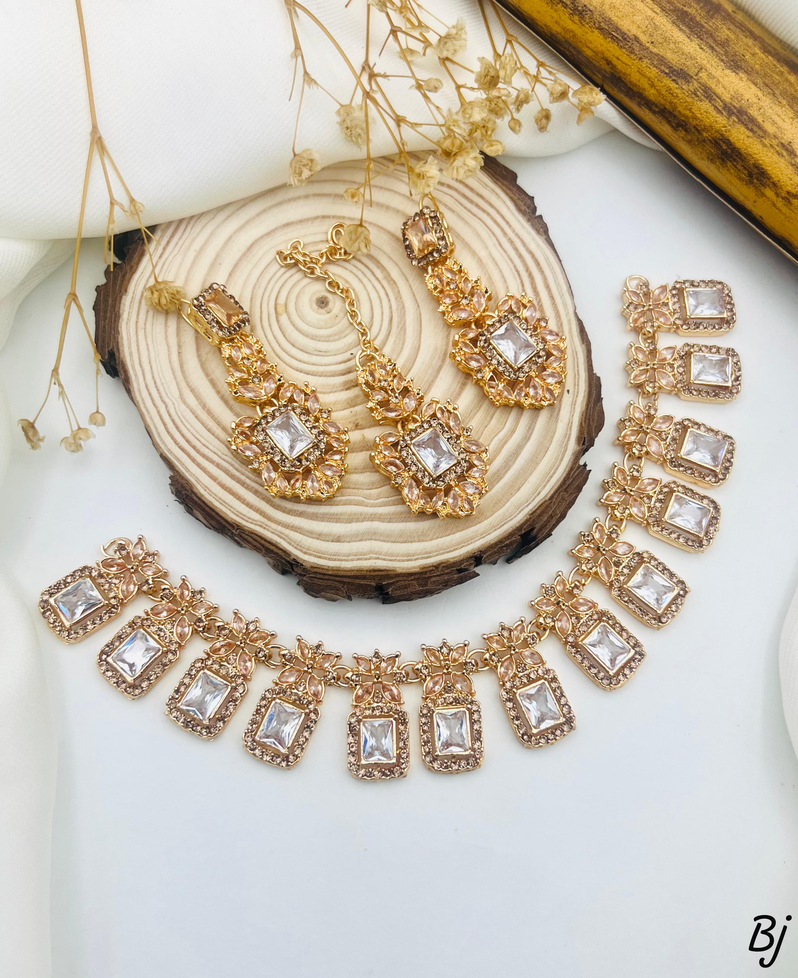 "Elegant Gold Plated Zarcon Jewelry Set"