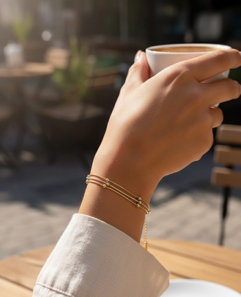 3 layer golden silver bracelet